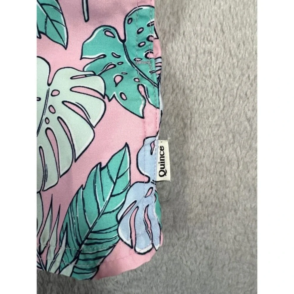 Quince Toddler Pink Tropical Floral‎ Mesh Lined Swim Trunks 12-18M